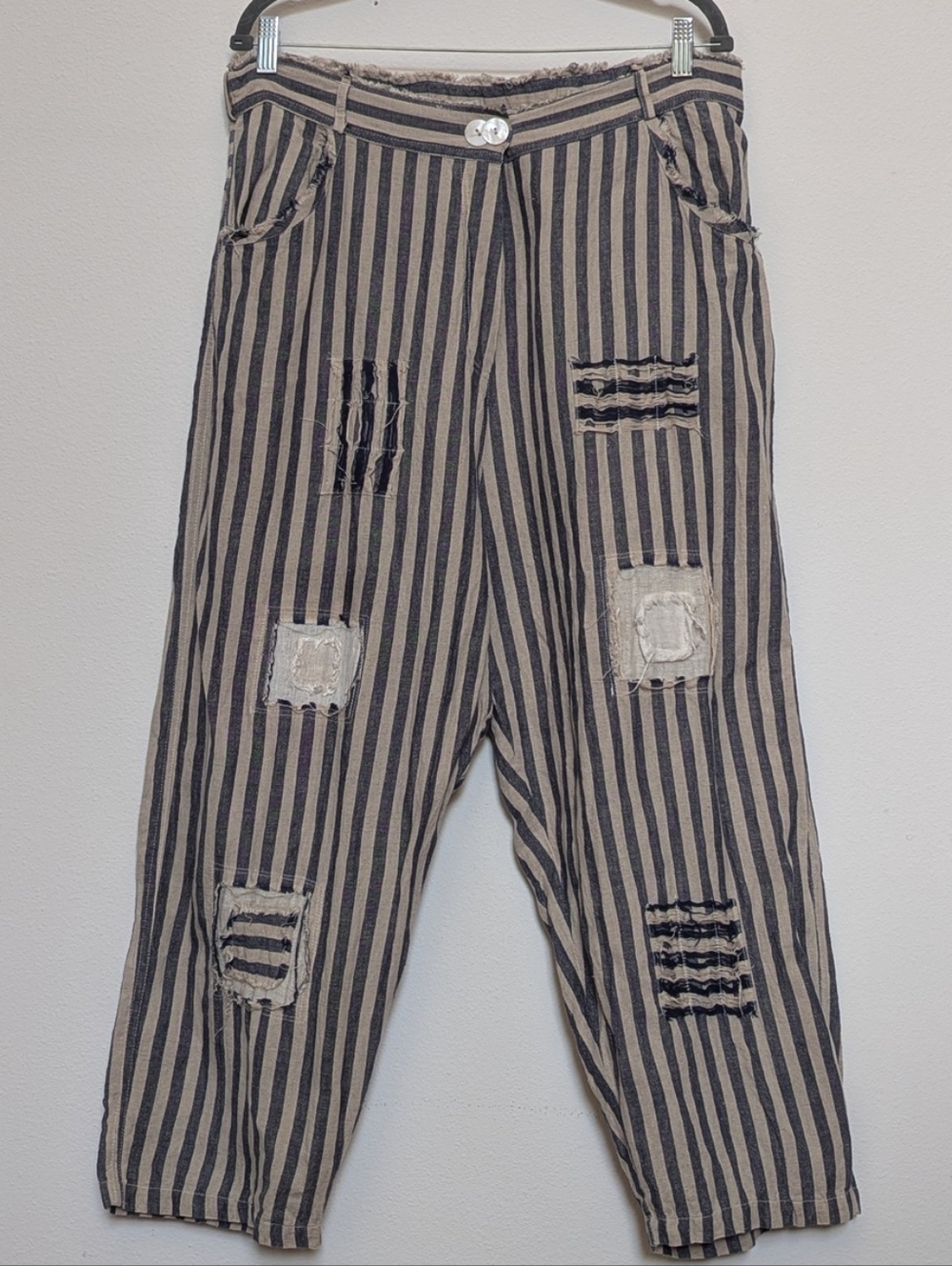 Paper Lace Markie striped patchwork linen pants